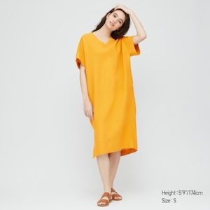 Uniqlo Linen Blend Short Sleeve Cocoon Dress
